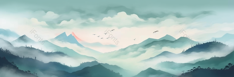 氛围感中国风水墨山水画背景图,插画/手绘图,插画/手绘图库,插画/手绘图下载,插画/手绘